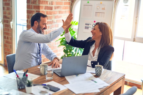 Business team working with software